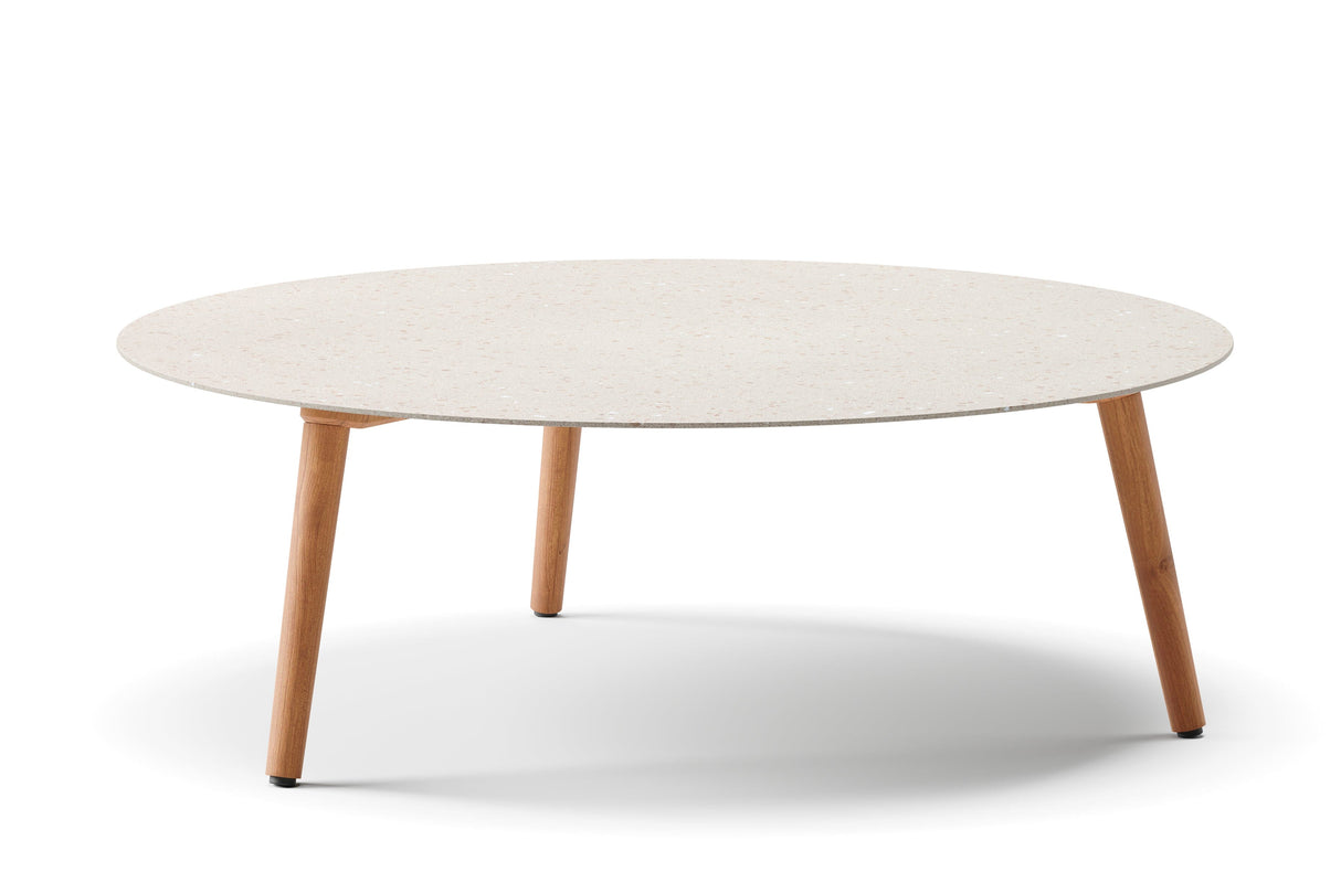 Diphano Ray Table basse Ø100cm h:33.5cm Natural Teak HFTK Ceramic Sand 4K11