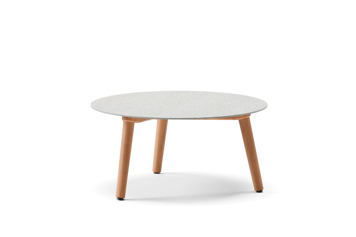 Diphano Ray Table basse Ø60cm h:28.5cm Natural Teak HFTK Ceramic Fossil 4K12