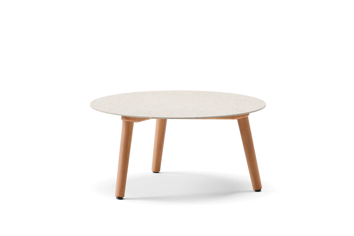 Diphano Ray Table basse Ø60cm h:28.5cm Natural Teak HFTK Ceramic Sand 4K11