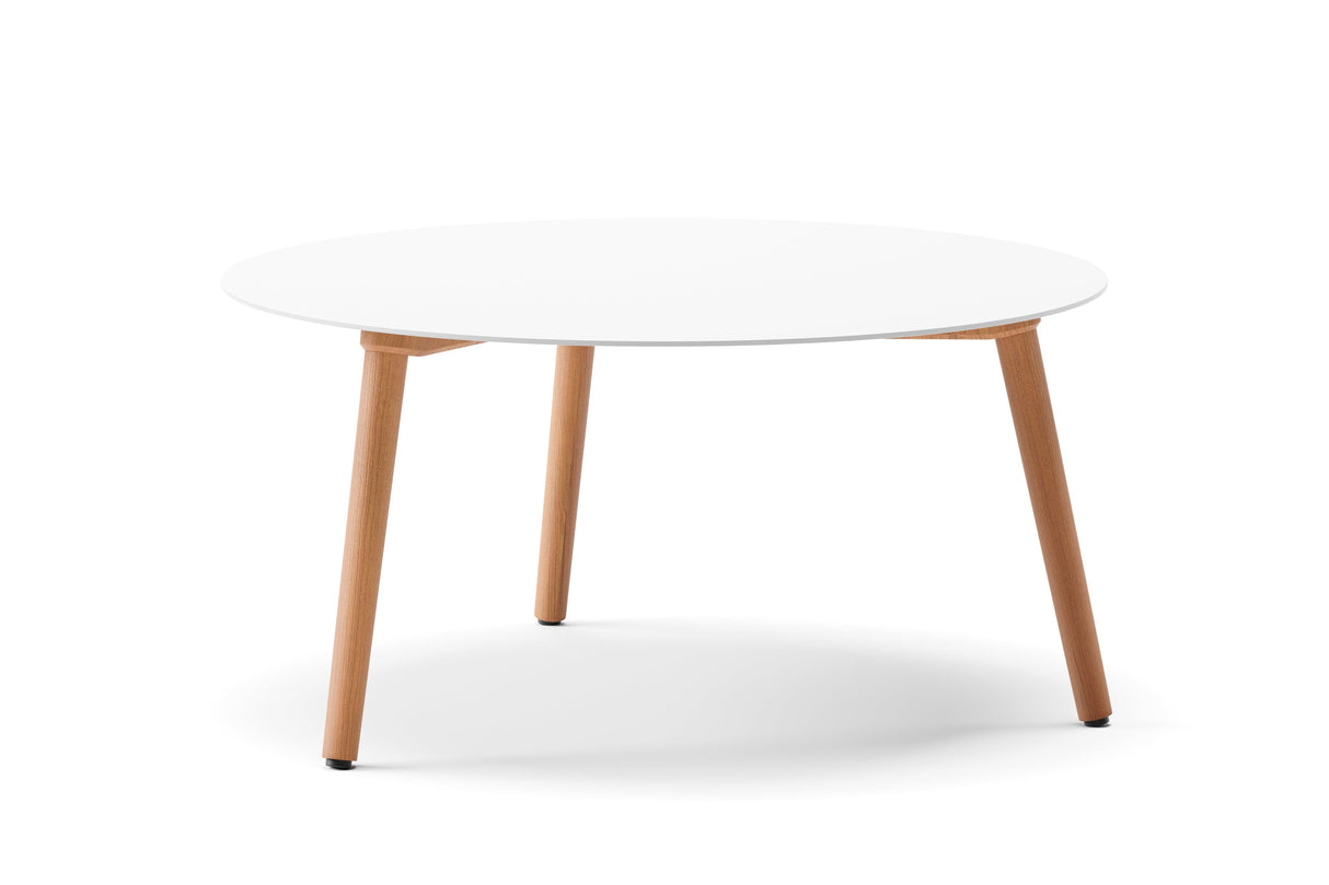 Diphano Ray Table basse Ø80cm h:35.5cm Natural Teak HFTK Aluminium White AF08