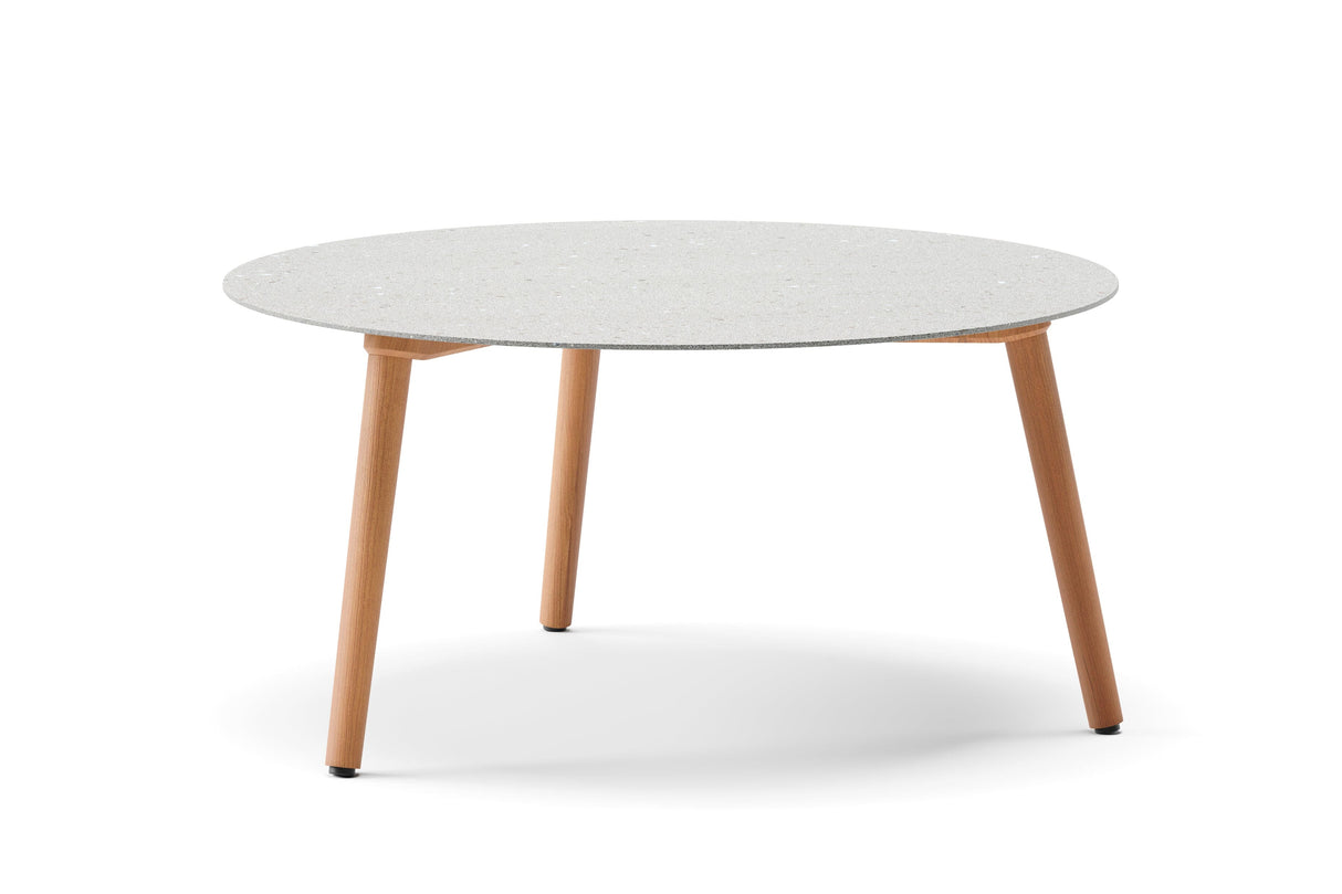 Diphano Ray Table basse Ø80cm h:35.5cm Natural Teak HFTK Ceramic Fossil 4K12