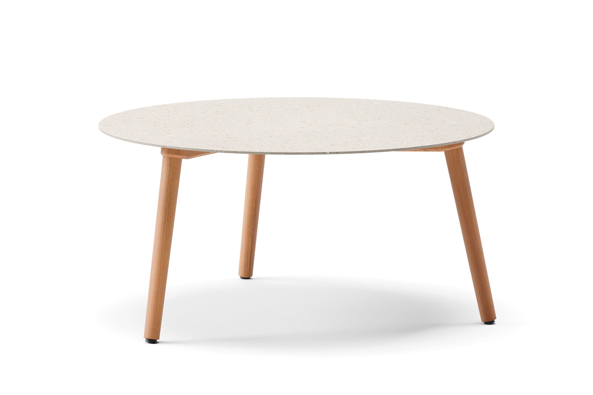 Diphano Ray Table basse Ø80cm h:35.5cm Natural Teak HFTK Ceramic Sand 4K11