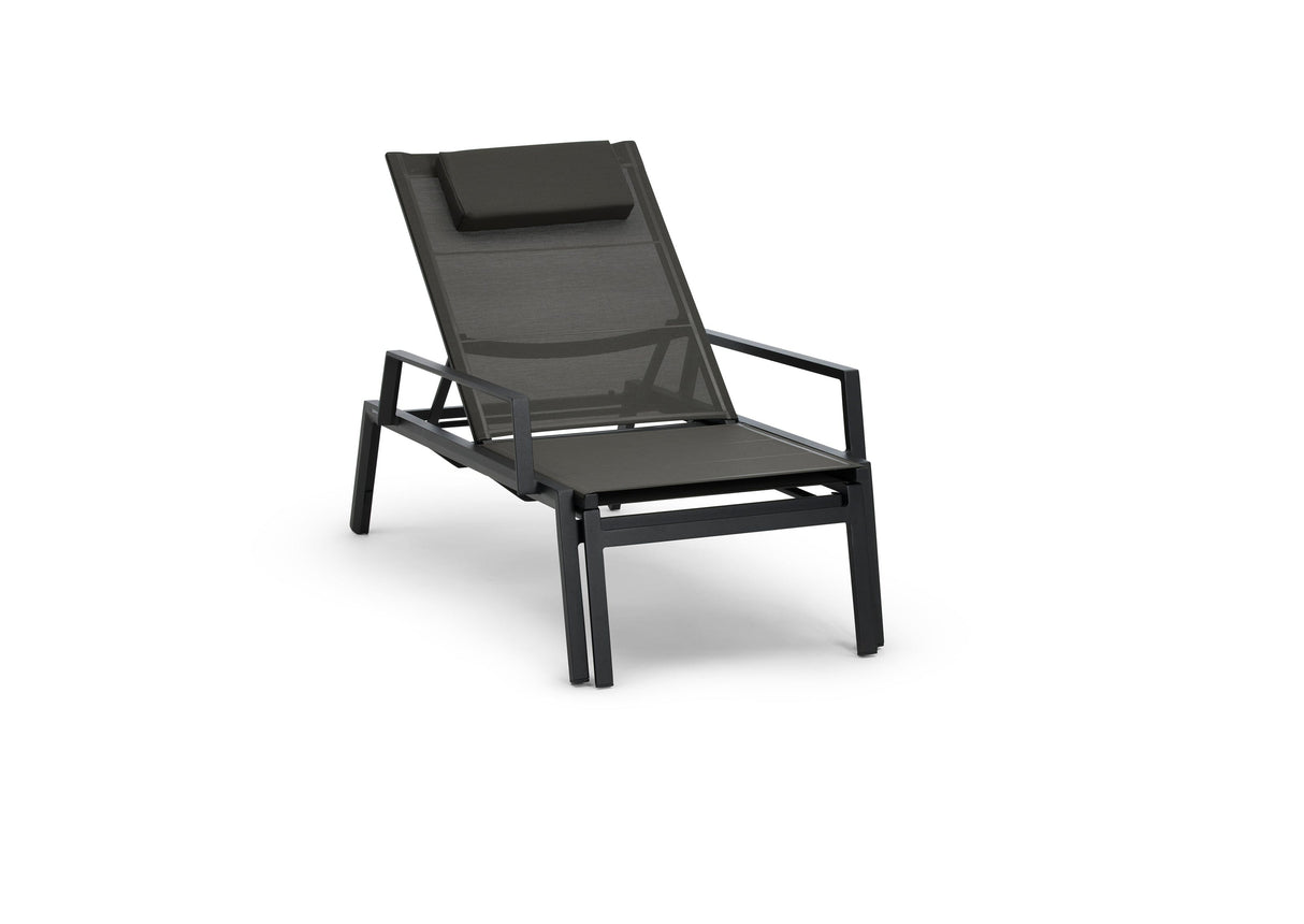 Diphano Selecta Beach Chair Transat avec accoudoirs alu Lava AF10 + Toile Batyline Cafe T131