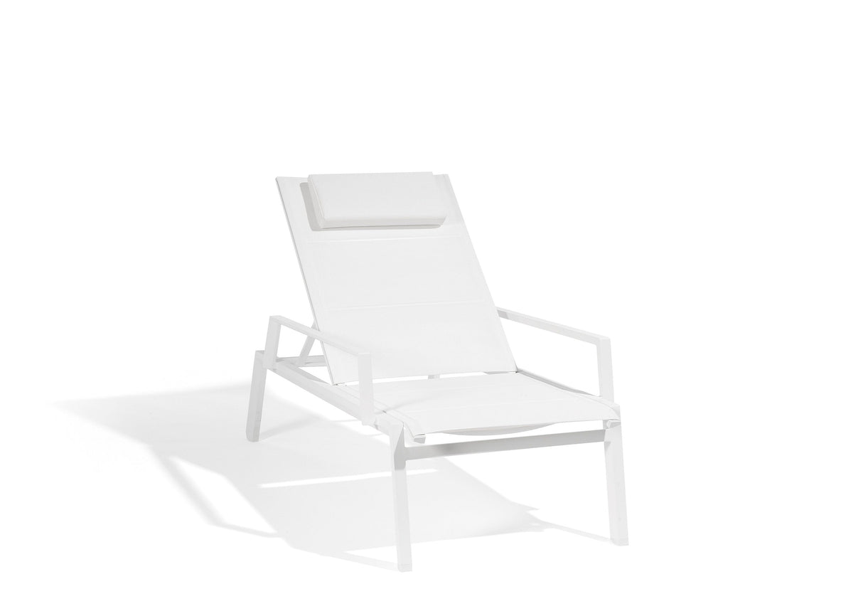 Diphano Selecta Beach Chair Transat avec accoudoirs alu White AF08 + Toile simple White T008