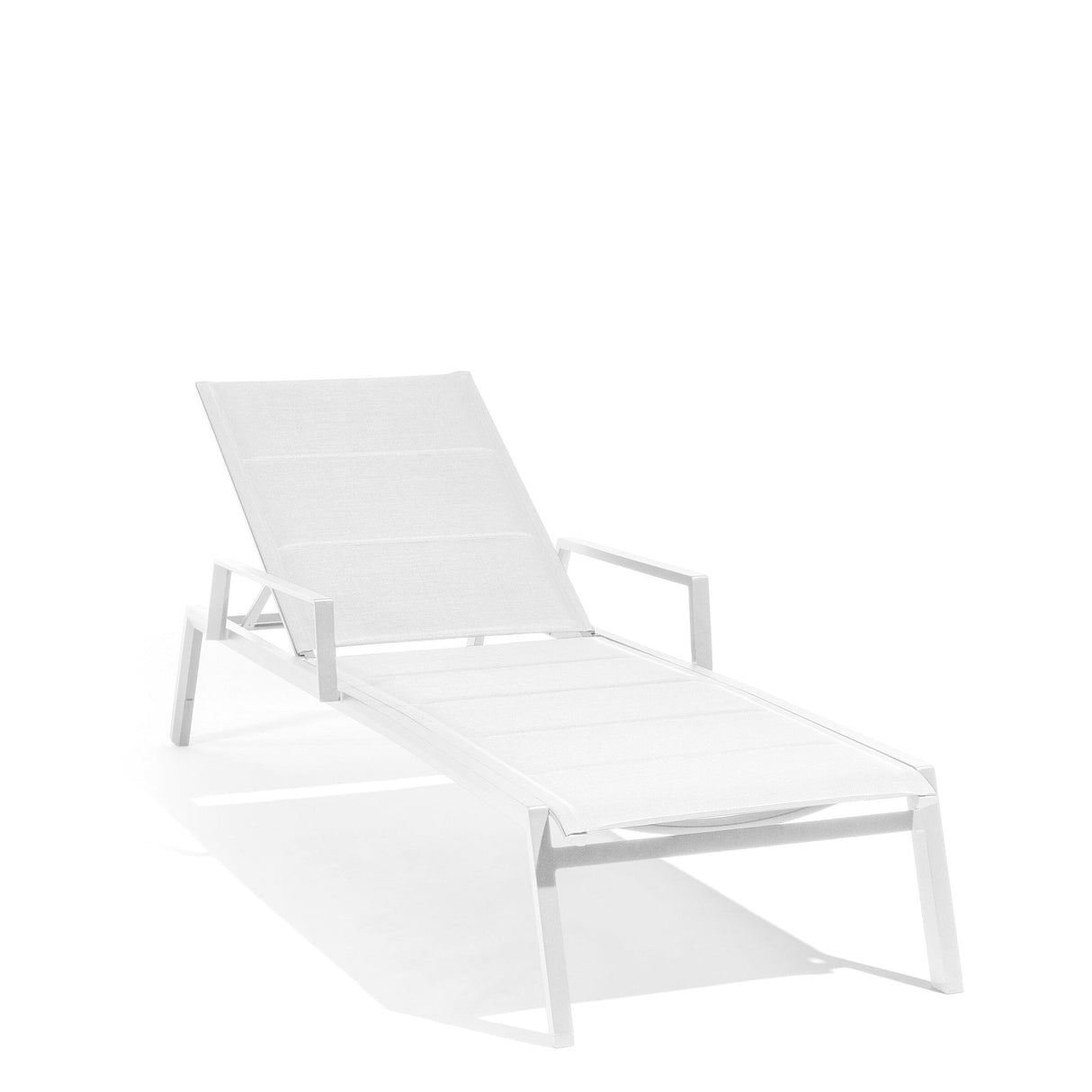 Diphano Selecta Chaise longue avec accoudoirs alu White AF08 + Toile simple White T008