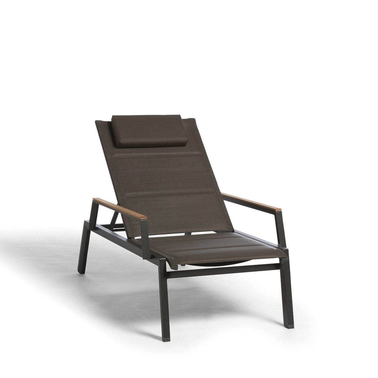 Diphano Selecta Deck chair Transat avec repose-pieds et accoudoirs en teck Lava AF10 + Toile simple Sand T133