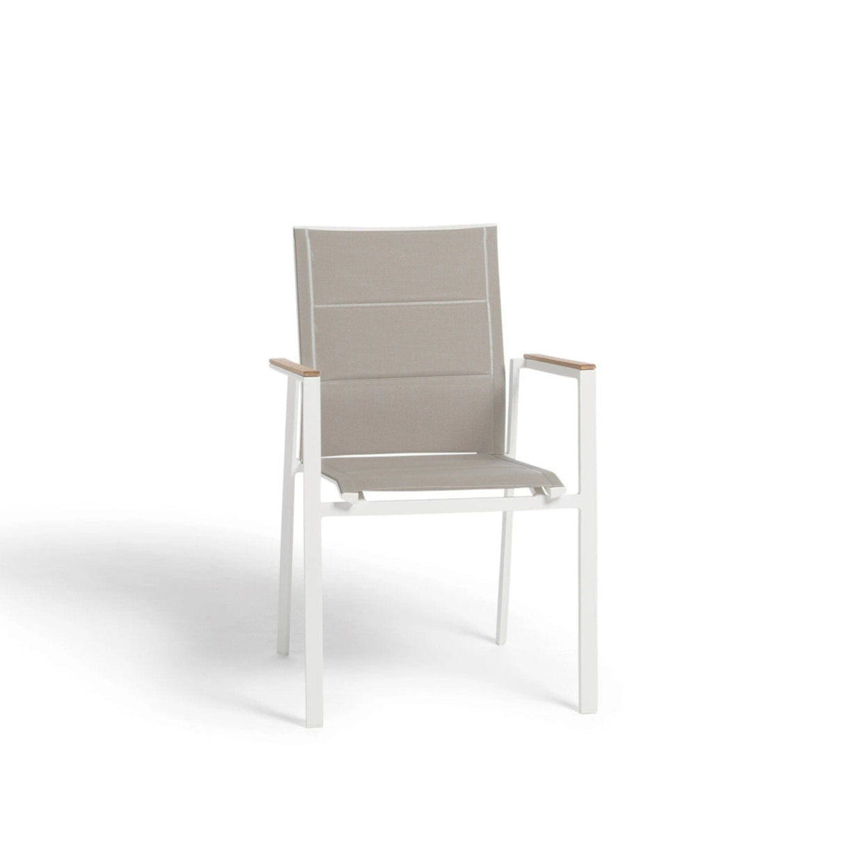 Diphano Selecta Fauteuil repas avec accoudoirs en teck White AF08 + Toile simple Sand T133