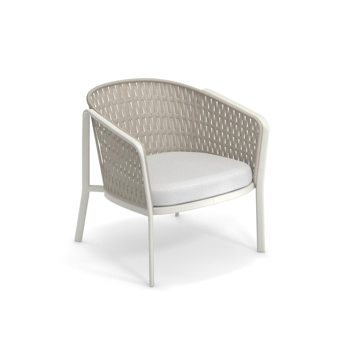 Emu 1218 Carousel Fauteuil Club Alu-Flat Rope Matt White 23 / Corde Melange Ivory 12