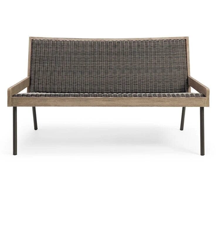 Ethimo Allaperto Mountain Etwick Canapé 2 places Coffee Brown + Pickled Teak Etwick Bark