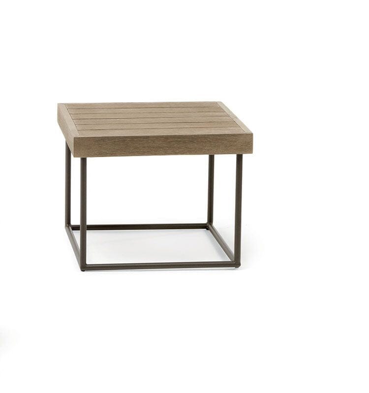 Ethimo Allaperto Mountain Table Basse Carrée 50x50cm H:40cm Coffee Brown + Pickled Teak 