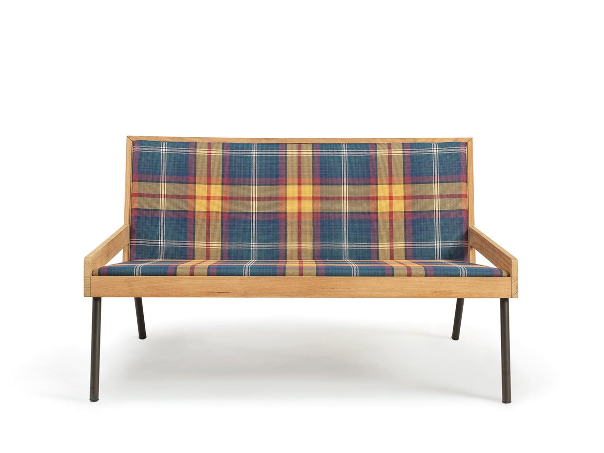 Ethimo Allaperto Mountain Tartan Canapé 2 places Coffee Brown + Natural Teak Ethitex Tartan