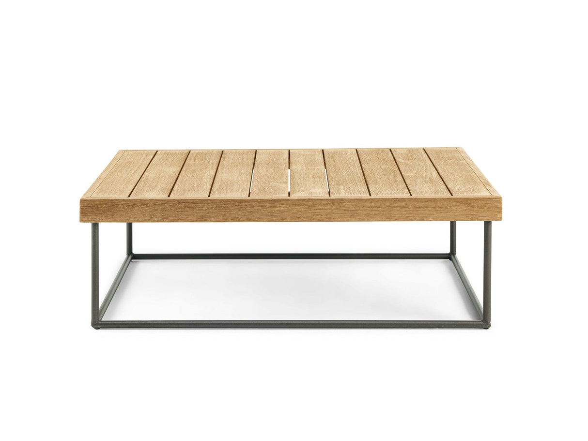 Ethimo Allaperto Mountain Tartan Table Basse Rectangulaire 70x100cm H:40cm Coffee Brown + Natural Teak