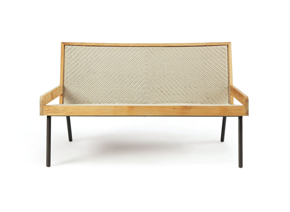 Ethimo Allaperto Nautic Canapé 2 places Coffee Brown + Natural Teak Flat Rope Grey