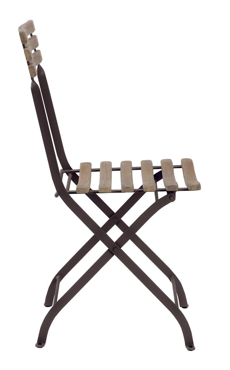 Ethimo Laren Chaise repas pliante Teak + Coffee Brown