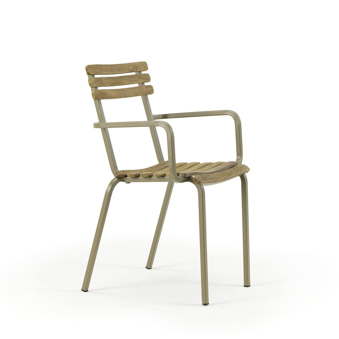 Ethimo Laren Fauteuil repas empilable Pickled Teak + Mud Grey