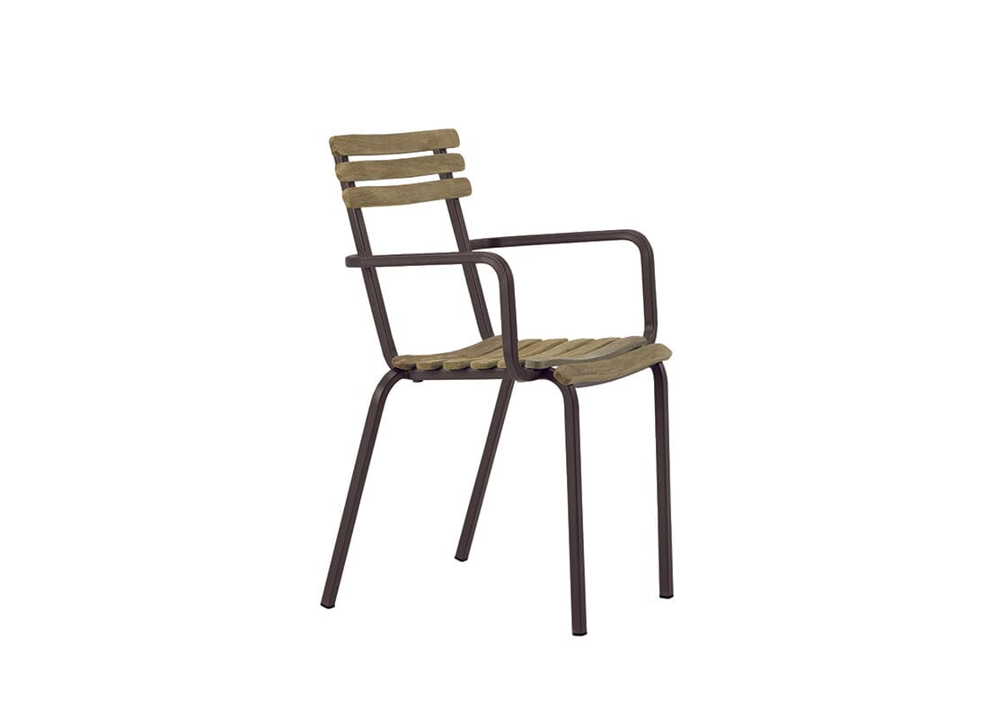Ethimo Laren Fauteuil repas empilable Teak + Coffee Brown