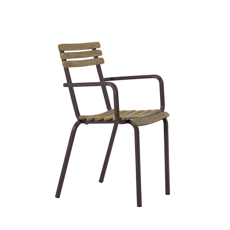 Ethimo Laren Fauteuil repas empilable Teak + Coffee Brown