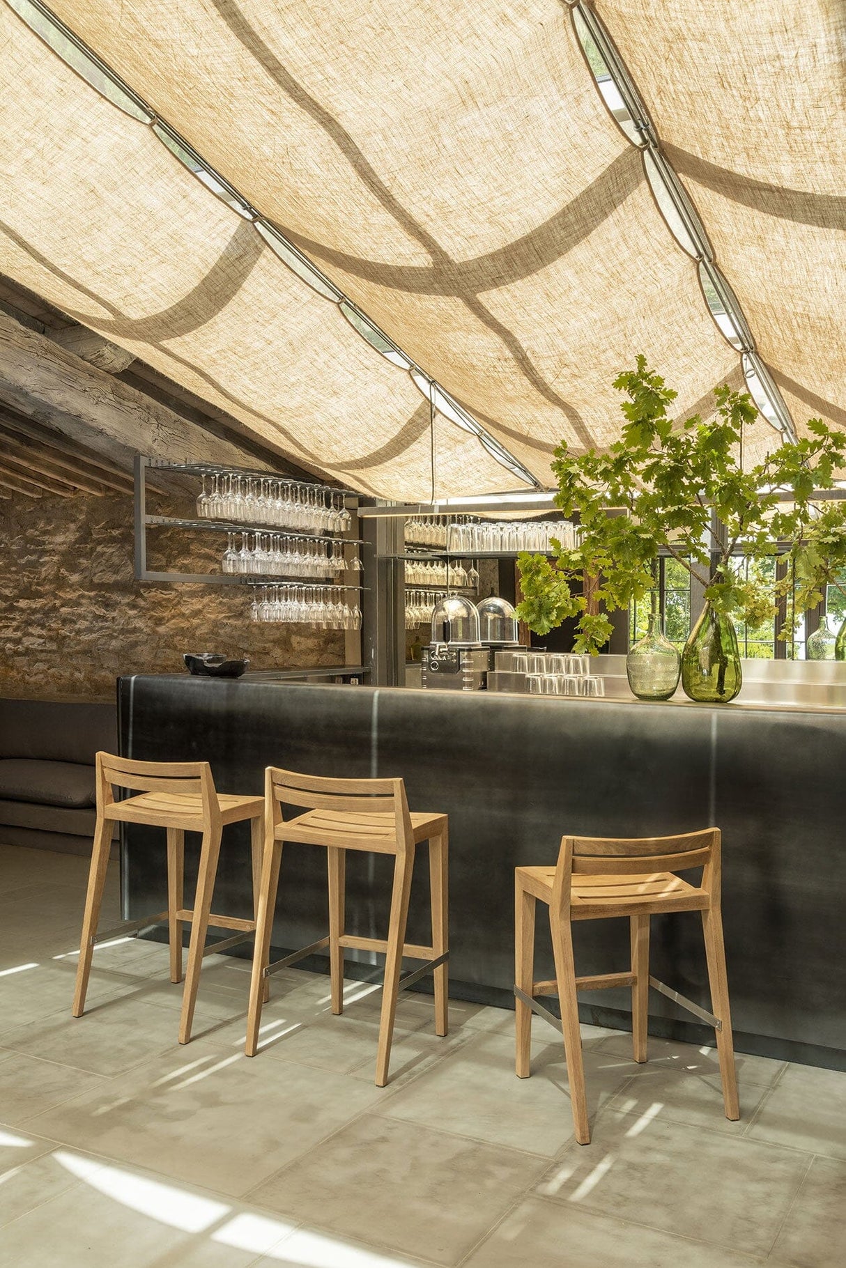 Ethimo Ribot Chaise haute de bar H:82cm, coussins en sus