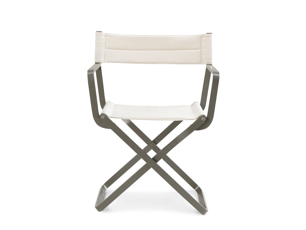 Ethimo Studio Fauteuil repas régisseur pliable Aluminium Warmgrey + Nature White