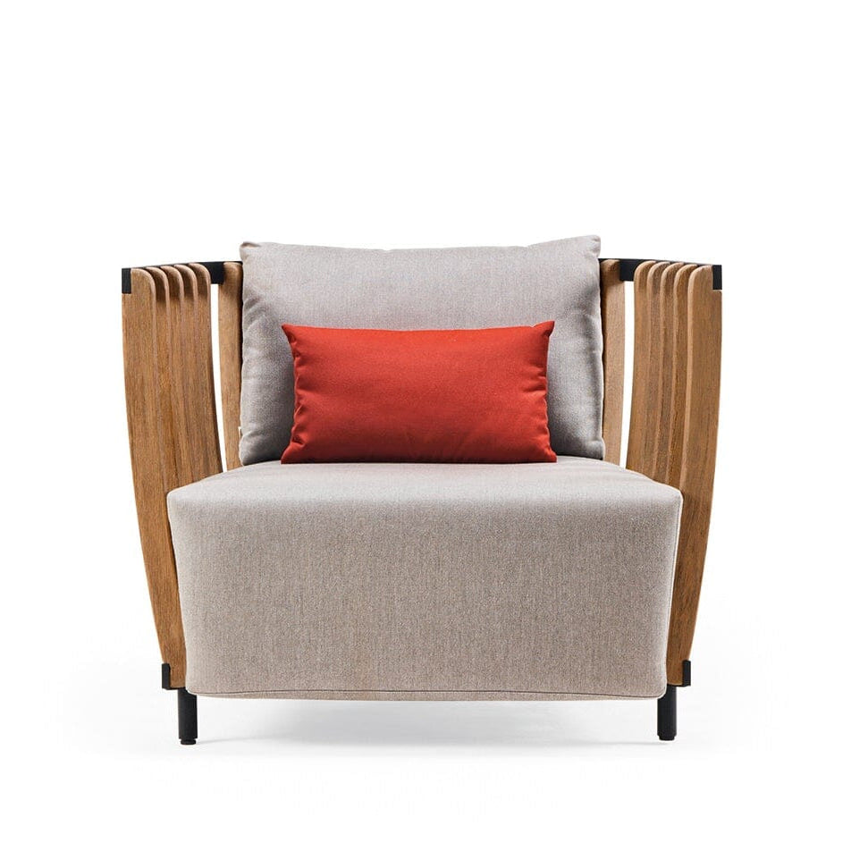 Ethimo Swing Fauteuil Lounge 1-Seater, coussins en sus Natural Teak Sepia Black