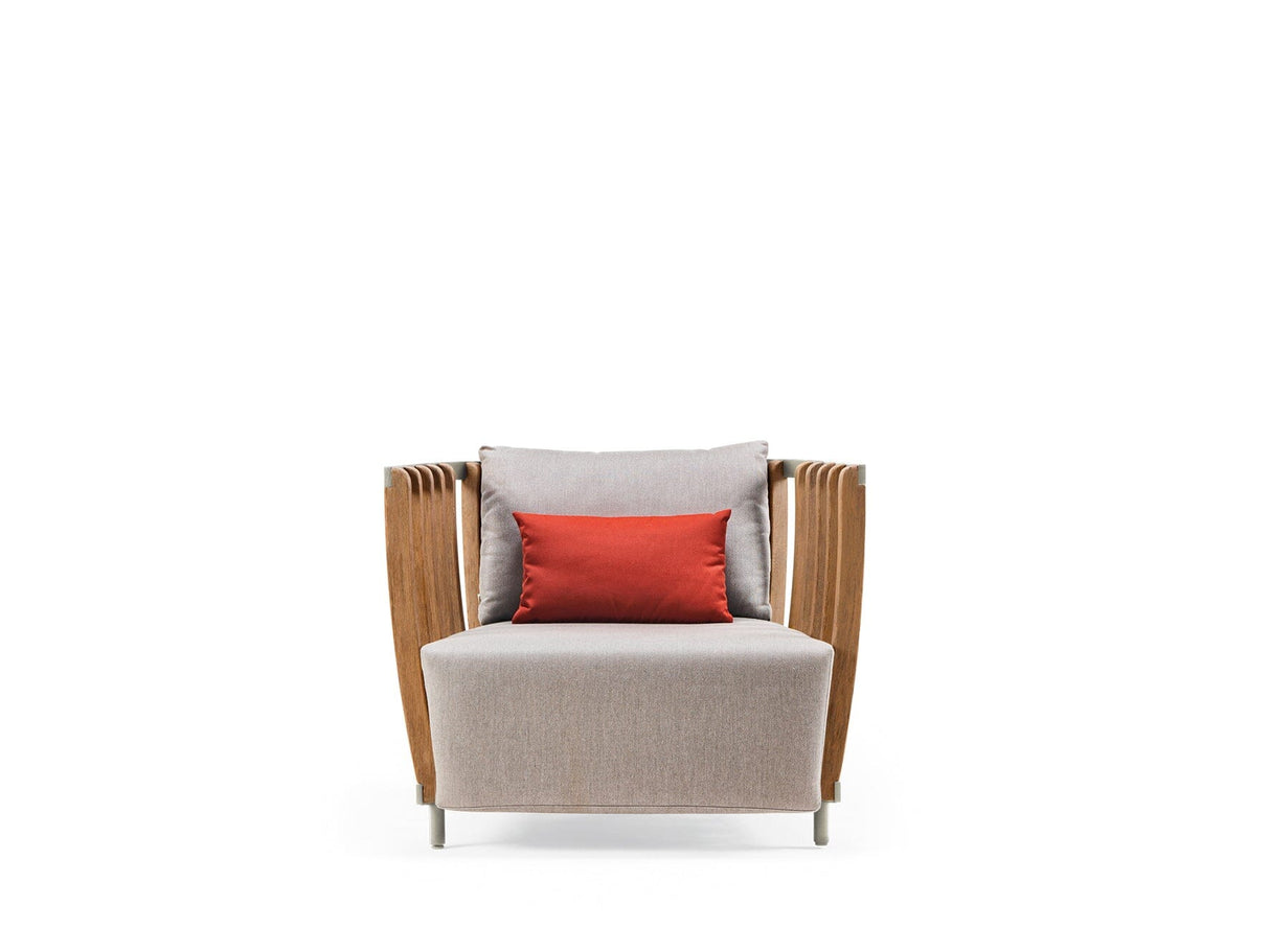 Ethimo Swing Fauteuil Lounge 1-Seater, coussins en sus Natural Teak Warmwhite