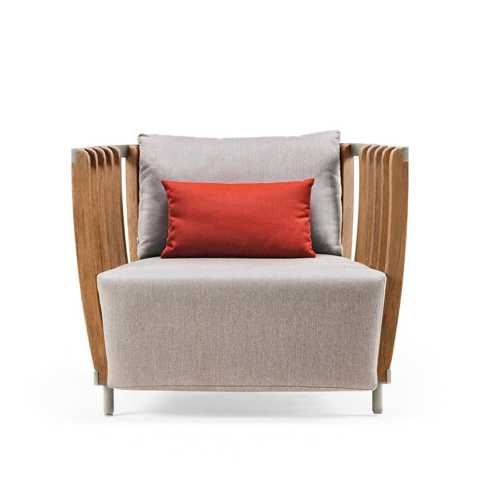 Ethimo Swing Fauteuil Lounge 1-Seater, coussins en sus Natural Teak Warmwhite