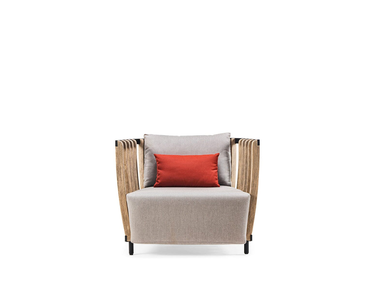 Ethimo Swing Fauteuil Lounge 1-Seater, coussins en sus Pickled Teak Sepia Black