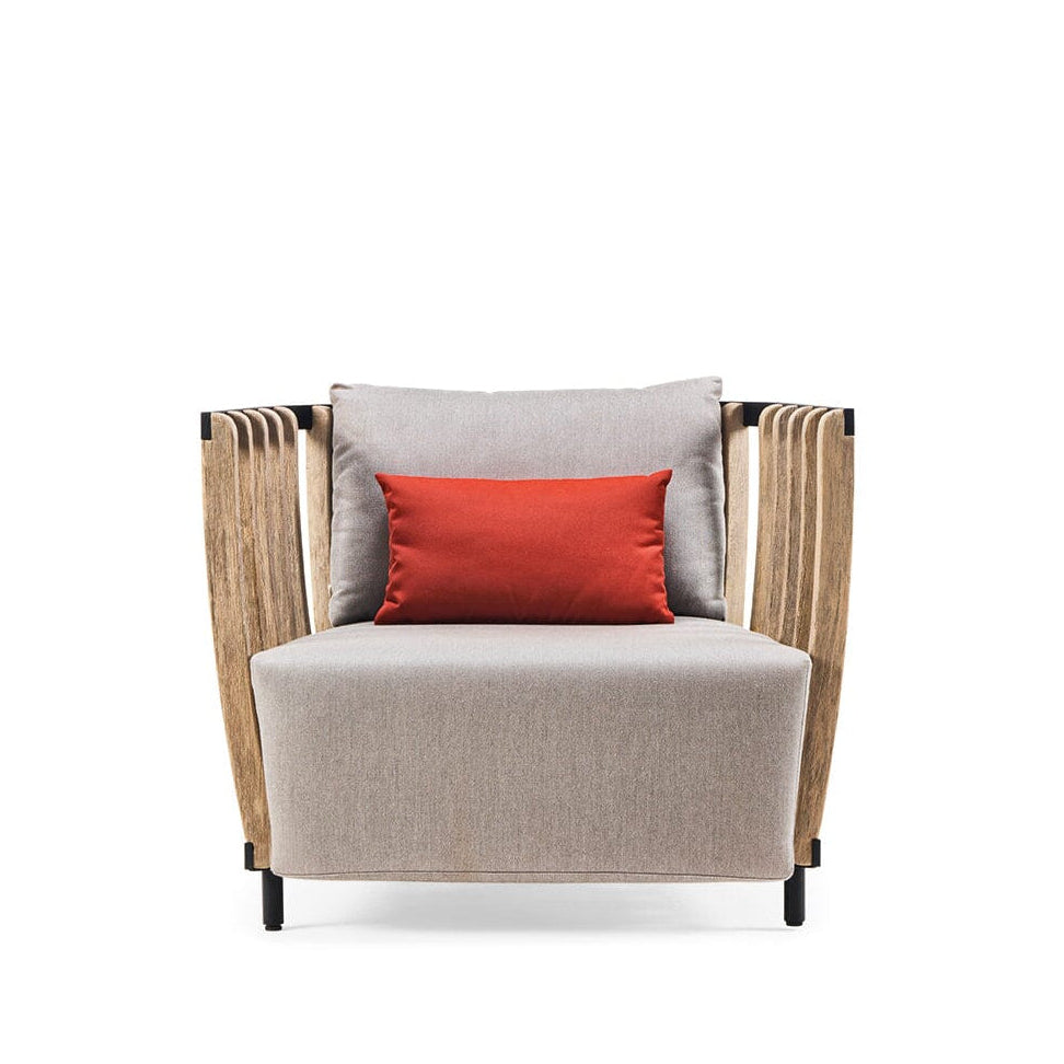 Ethimo Swing Fauteuil Lounge 1-Seater, coussins en sus Pickled Teak Sepia Black