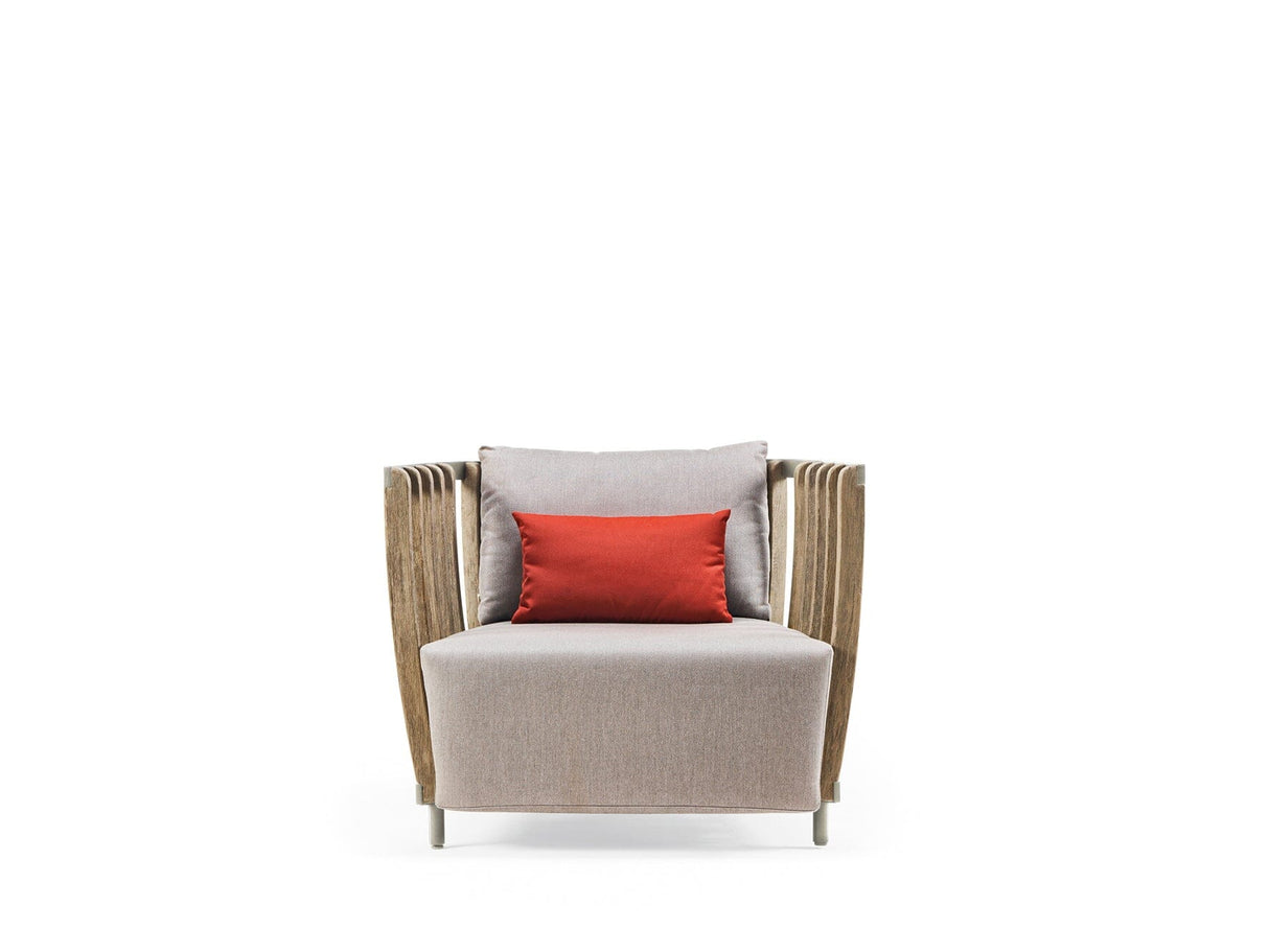 Ethimo Swing Fauteuil Lounge 1-Seater, coussins en sus Pickled Teak Warmwhite