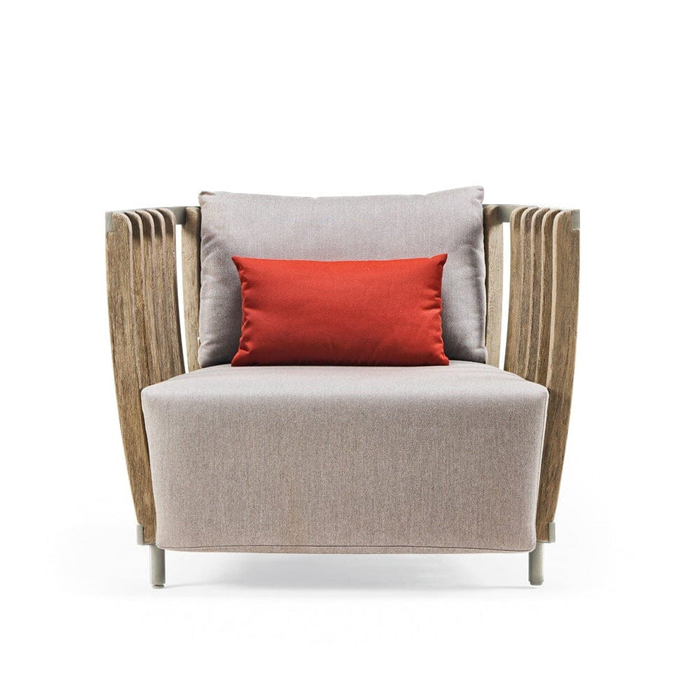 Ethimo Swing Fauteuil Lounge 1-Seater, coussins en sus Pickled Teak Warmwhite
