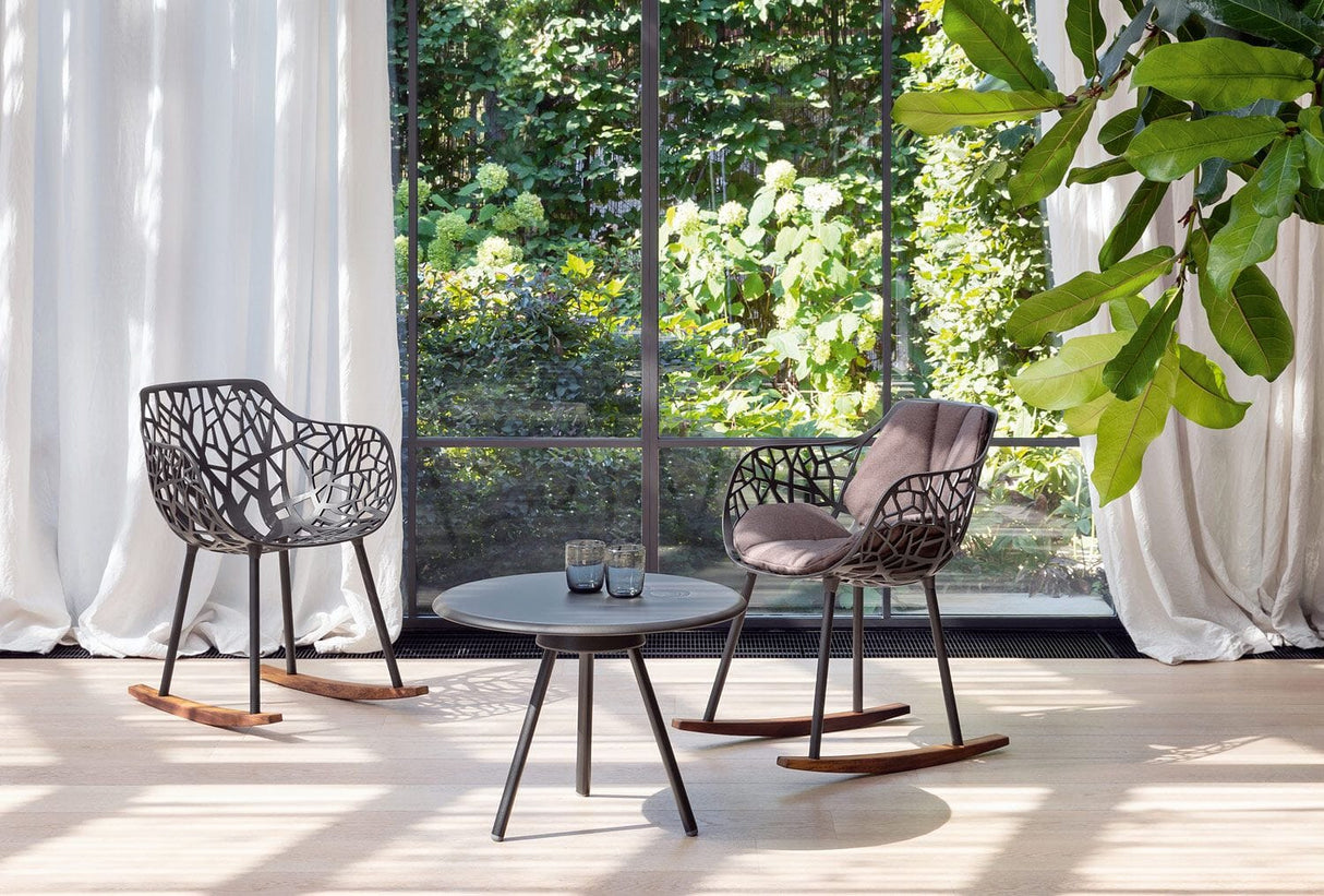 Fast Forest Iroko Fauteuil Rocking Chair à bascule avec pieds en bois