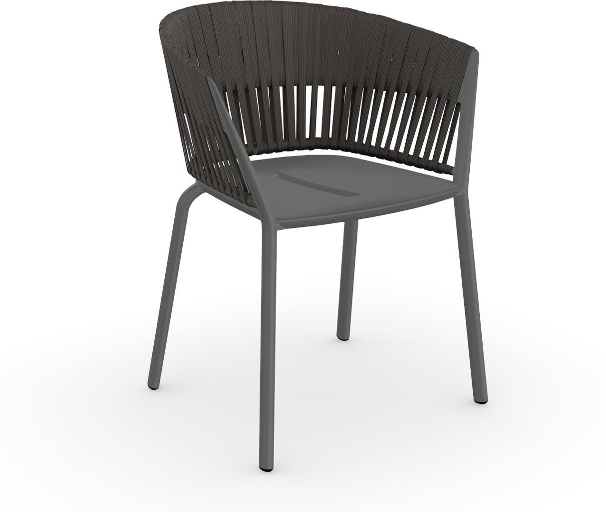 Fast Ria Fauteuil repas avec dossier Tressage cordes complet Metallic Grey 09 Black Sand C02