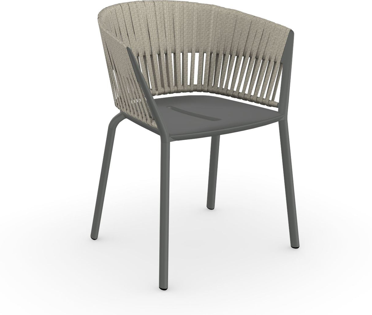 Fast Ria Fauteuil repas avec dossier Tressage cordes complet Metallic Grey 09 Moon C04