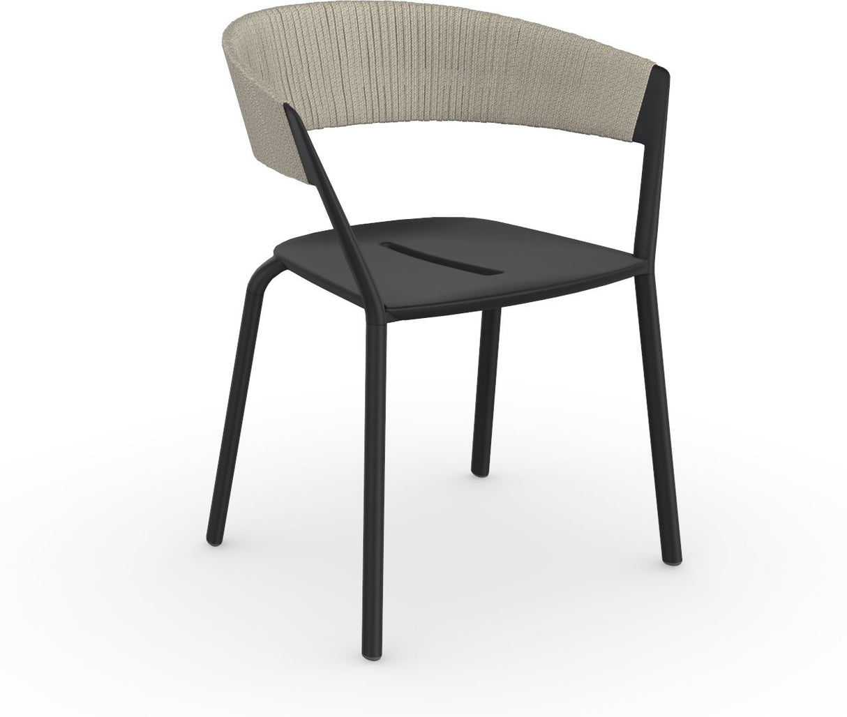 Fast Ria Fauteuil repas avec dossier Tressage cordes partiel Black 02 Moon C04