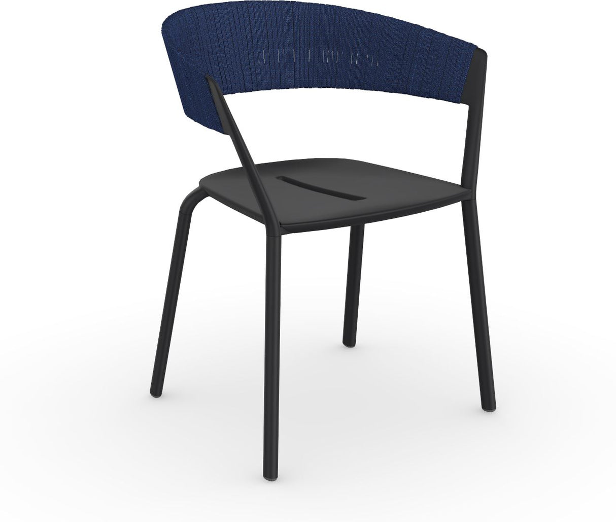 Fast Ria Fauteuil repas avec dossier Tressage cordes partiel Black 02 Ocean C07