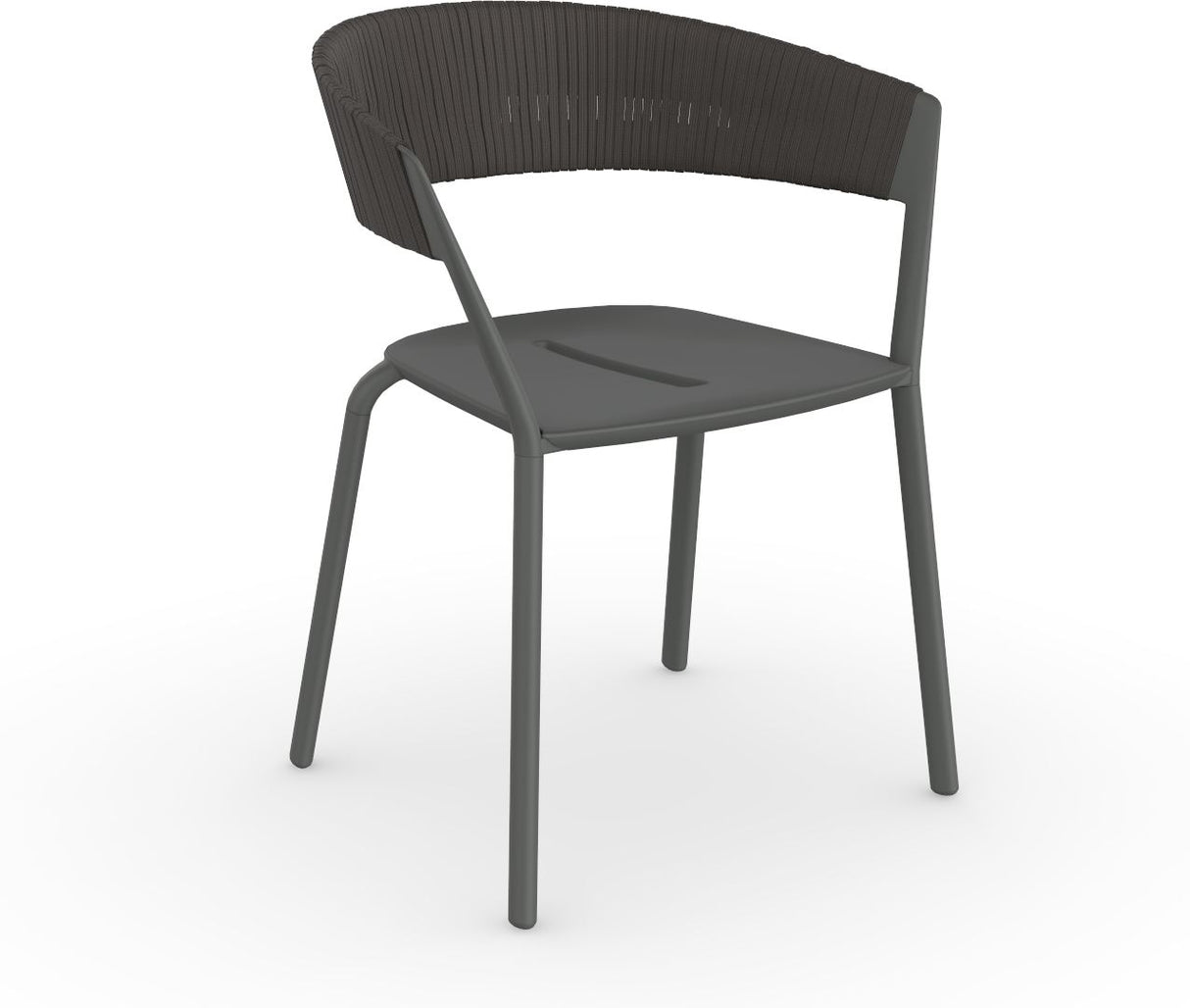 Fast Ria Fauteuil repas avec dossier Tressage cordes partiel Metallic Grey 09 Black Sand C02