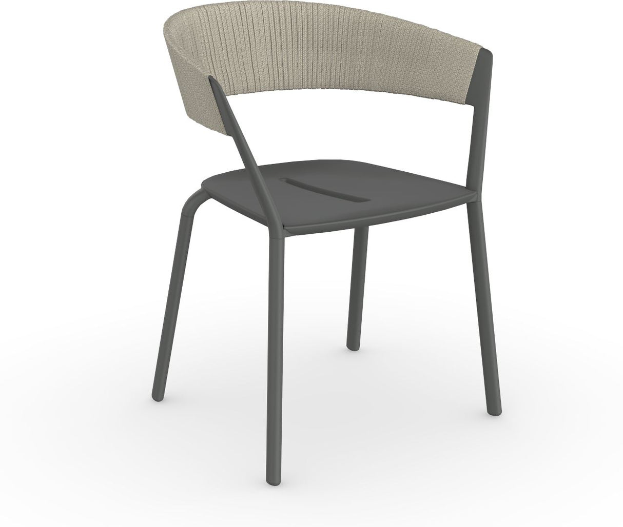 Fast Ria Fauteuil repas avec dossier Tressage cordes partiel Metallic Grey 09 Moon C04