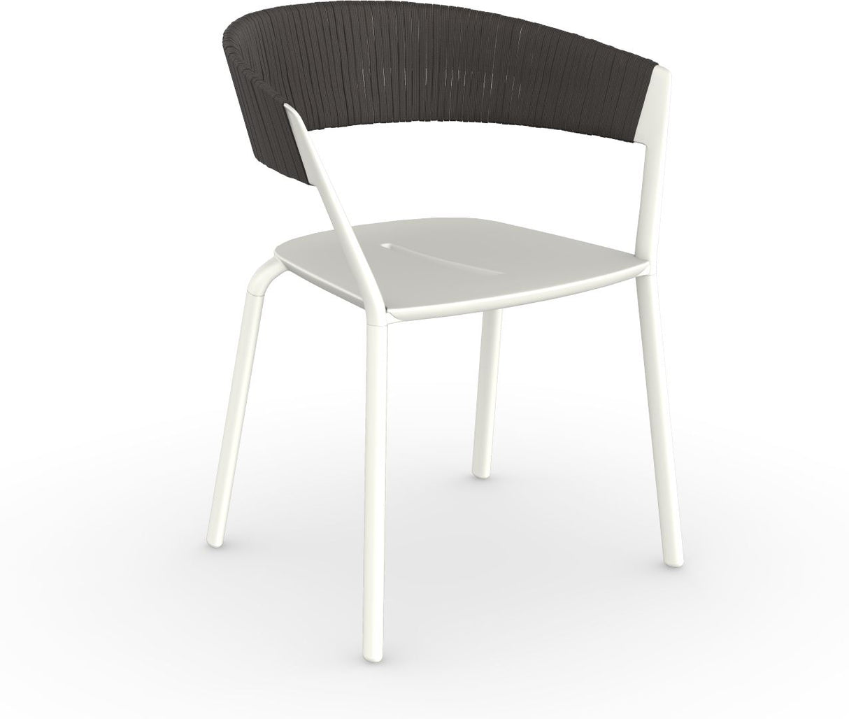 Fast Ria Fauteuil repas avec dossier Tressage cordes partiel White 01 Black Sand C02