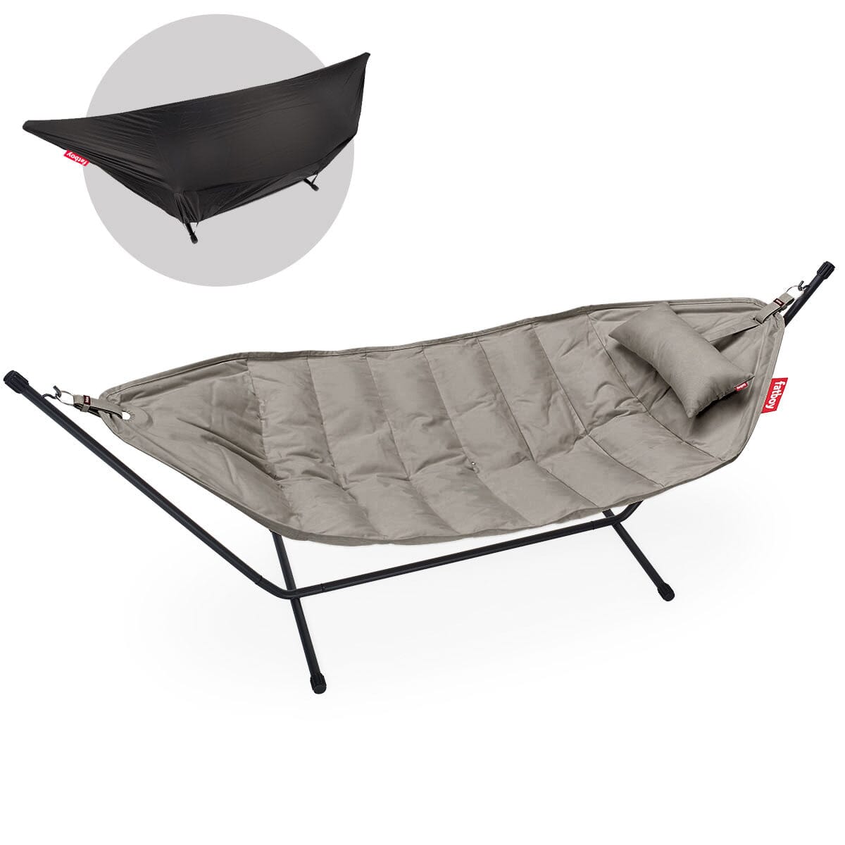 Fatboy Headdemock Superb Deluxe Hamac Outdoor avec structure et têtière Grey Taupe Olefin Black
