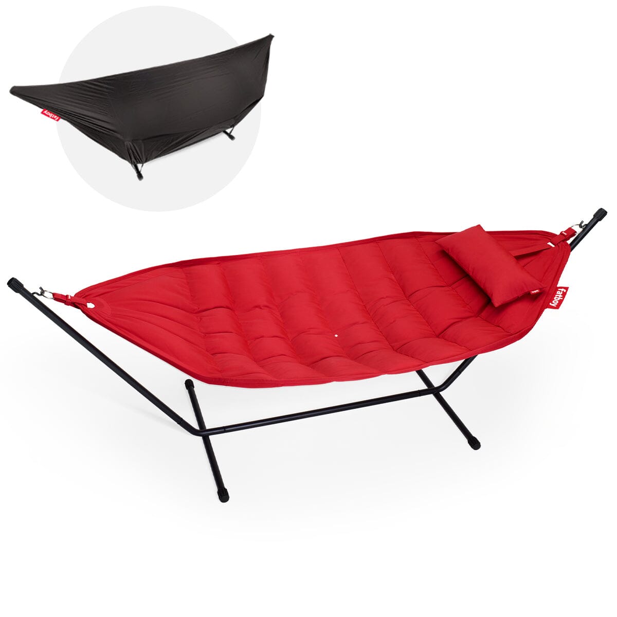 Fatboy Headdemock Superb Deluxe Hamac Outdoor avec structure et têtière Red Olefin Black