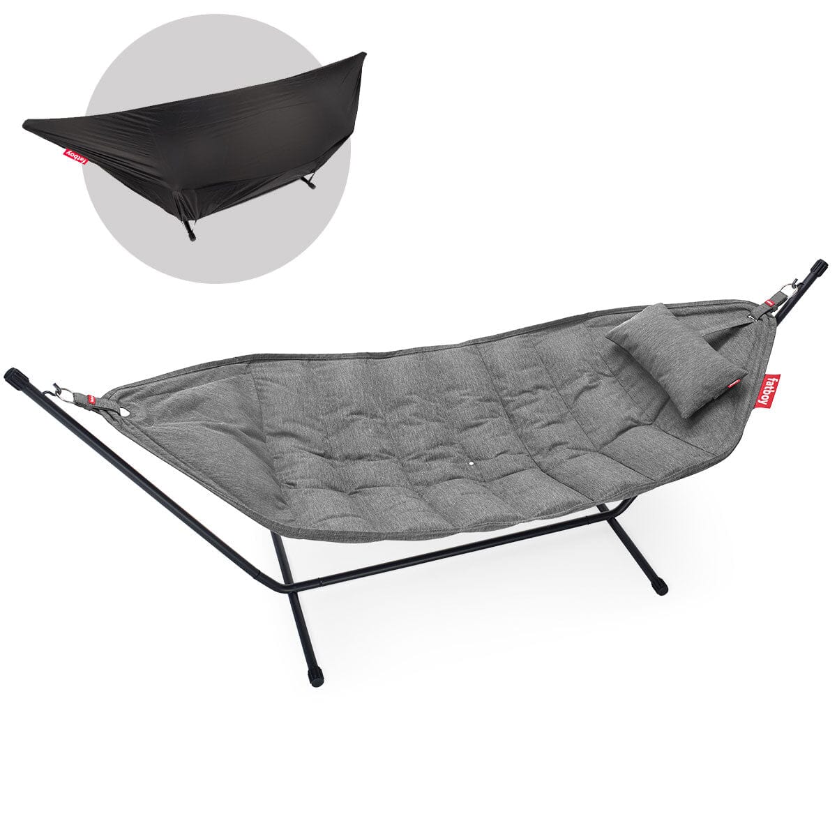 Fatboy Headdemock Superb Deluxe Hamac Outdoor avec structure et têtière Rock grey Olefin Black