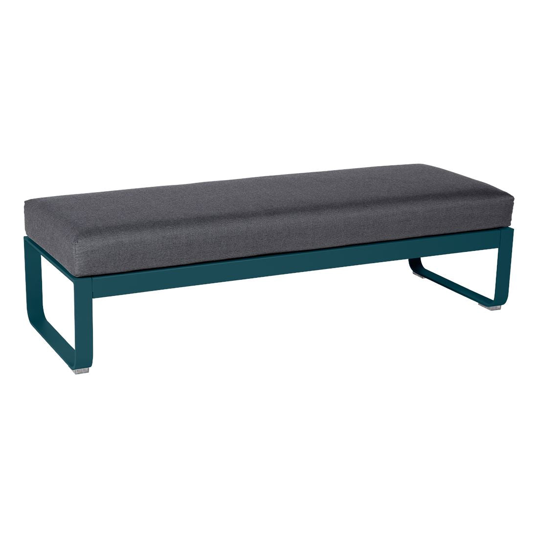 Fermob Bellevie Banquette 2 places Bleu acapulco 21 Gris graphite A3