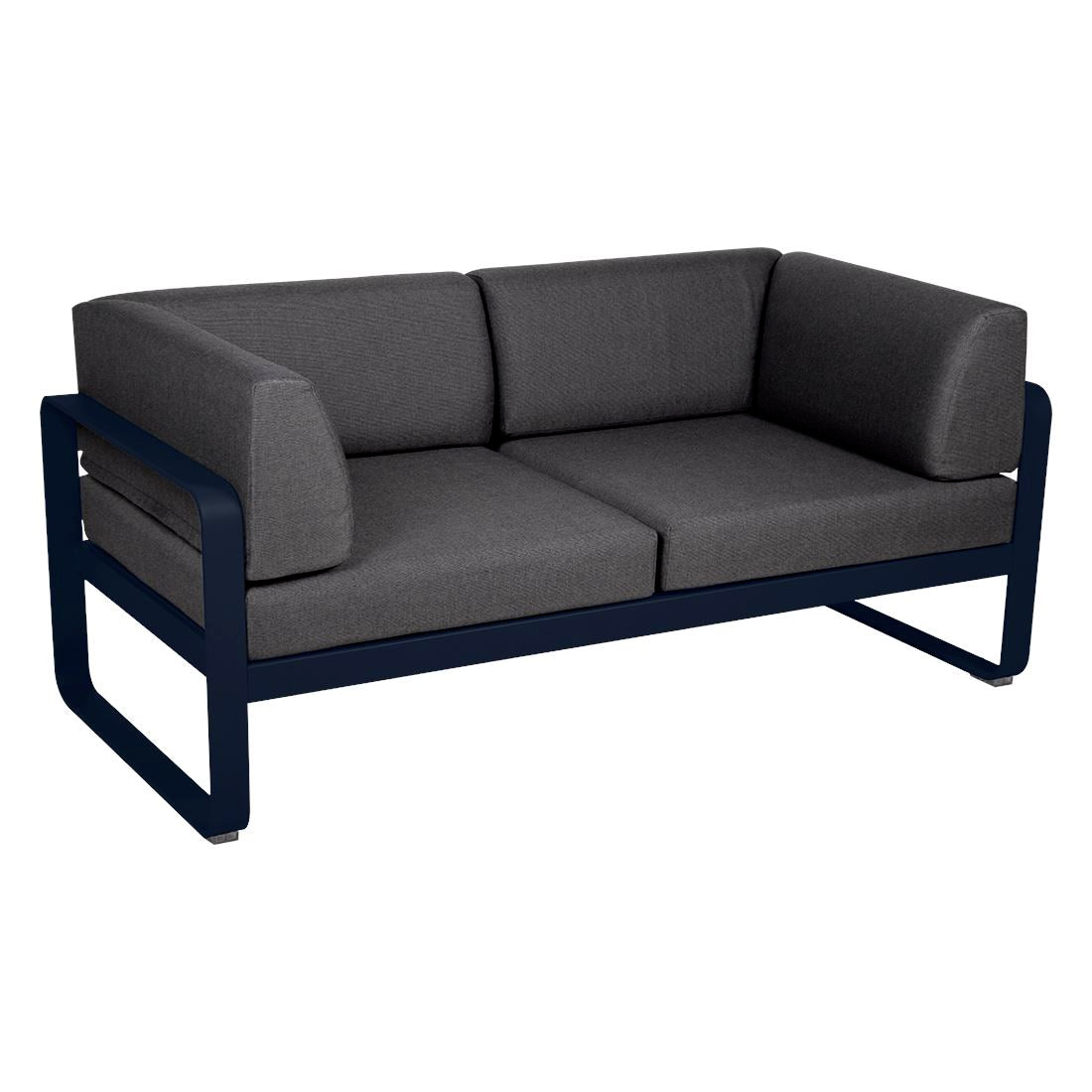 Fermob Bellevie Canapé Club 2 places Bleu abysse 92 Gris graphite A3
