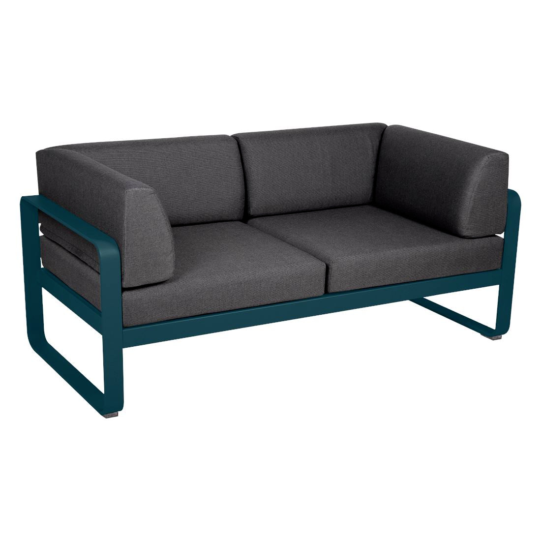 Fermob Bellevie Canapé Club 2 places Bleu acapulco 21 Gris graphite A3