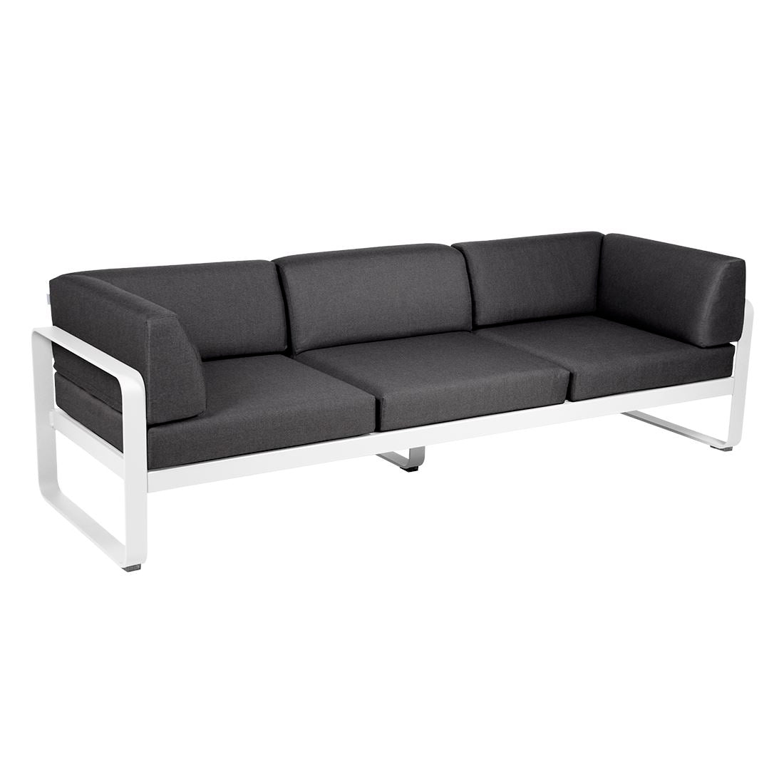 Fermob Bellevie Canapé club 3 places Blanc coton 01 Gris graphite A3