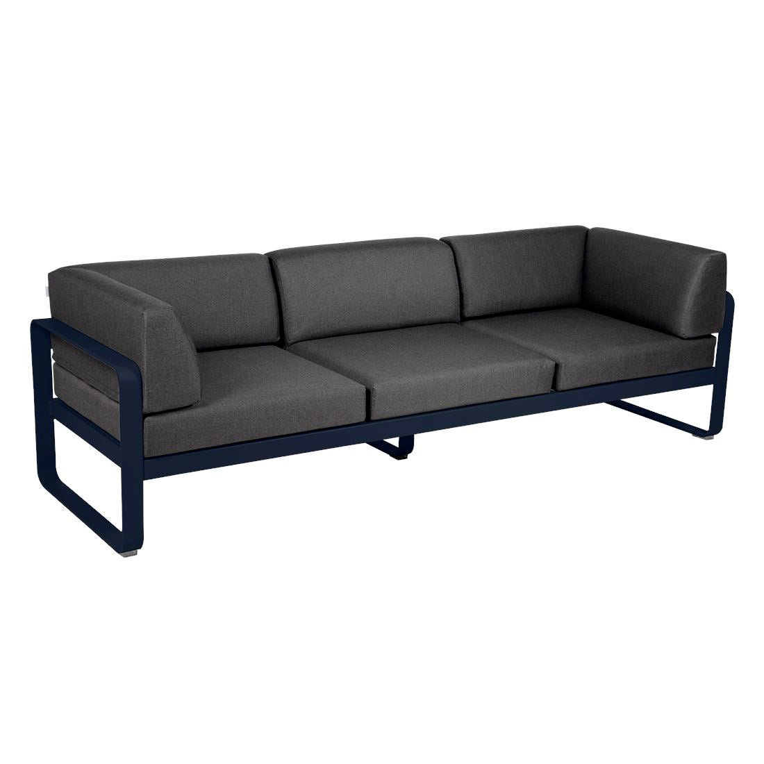 Fermob Bellevie Canapé club 3 places Bleu abysse 92 Gris graphite A3