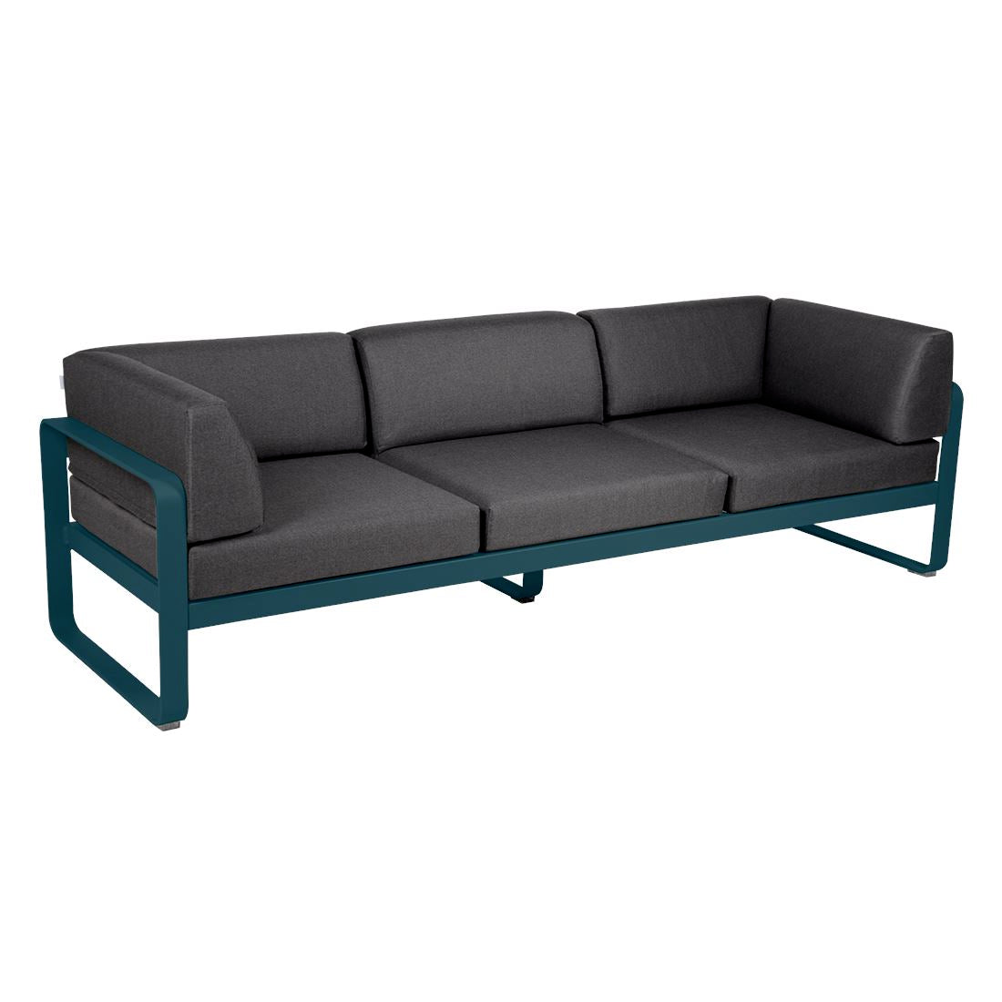 Fermob Bellevie Canapé club 3 places Bleu acapulco 21 Gris graphite A3