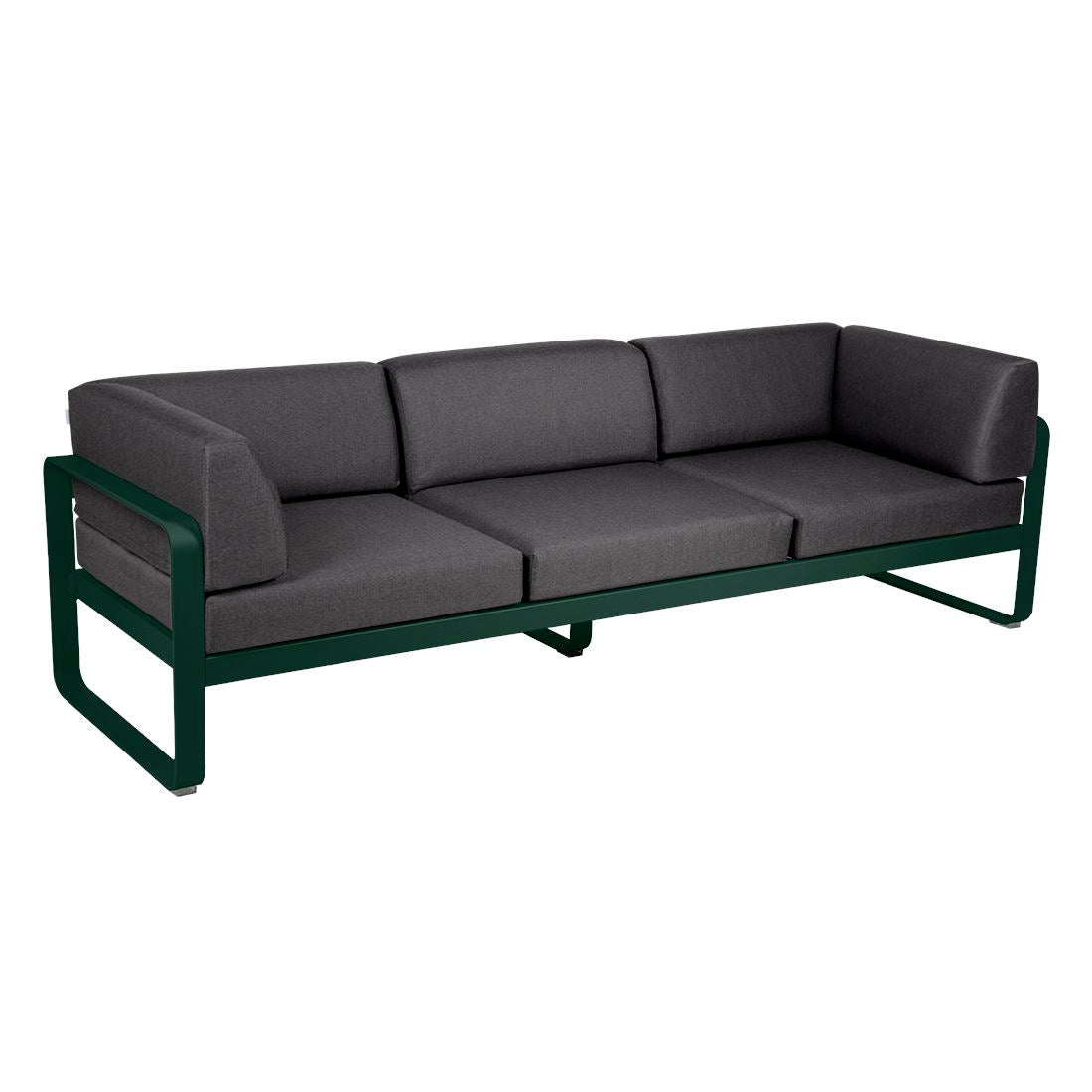 Fermob Bellevie Canapé club 3 places Vert cèdre 02 Gris graphite A3