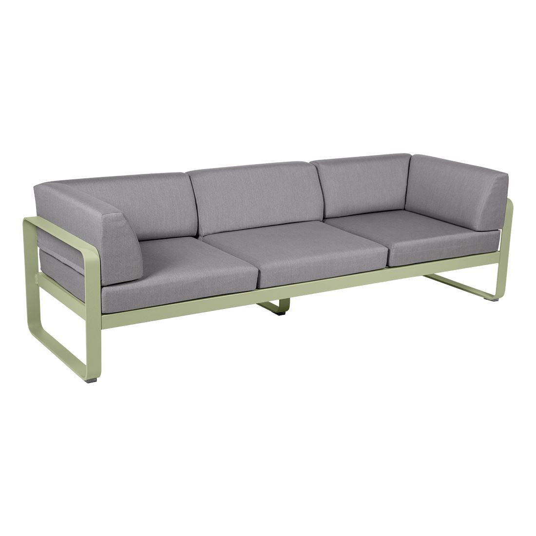 Fermob Bellevie Canapé club 3 places Vert tilleul 65 Gris flanelle 79