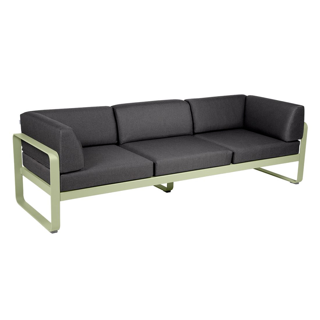 Fermob Bellevie Canapé club 3 places Vert tilleul 65 Gris graphite A3